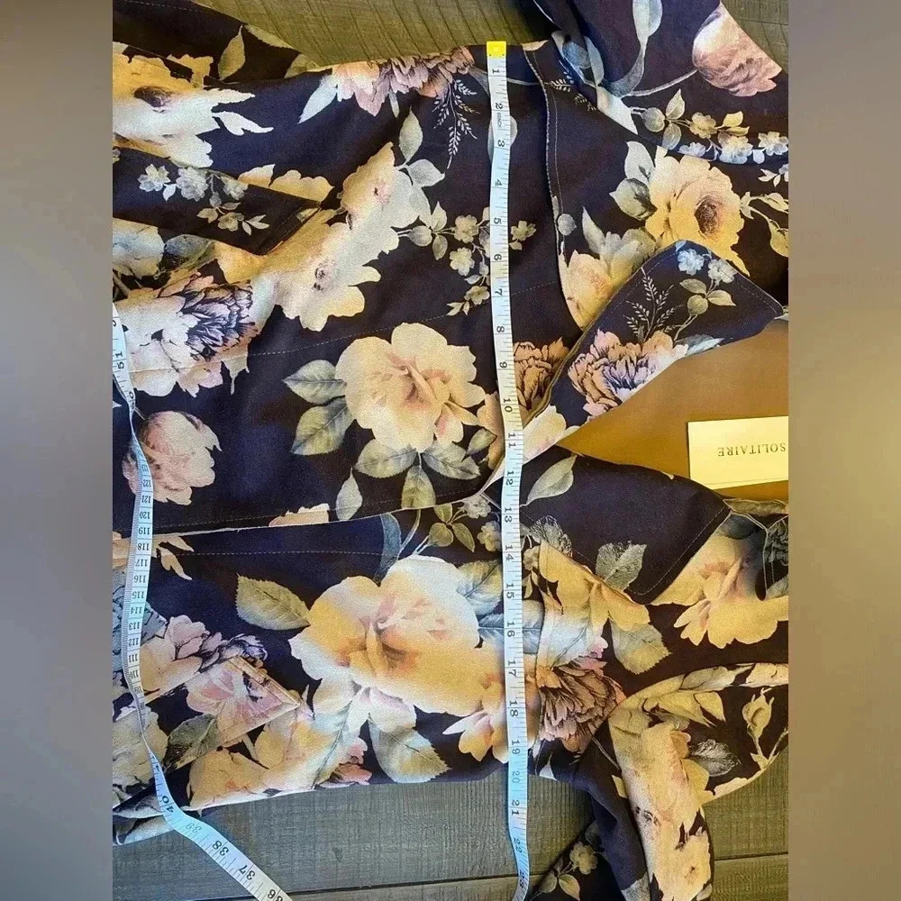 Solitaire Anthropologie faux suede floral open front jacket with tie belt - Picture 6 of 10